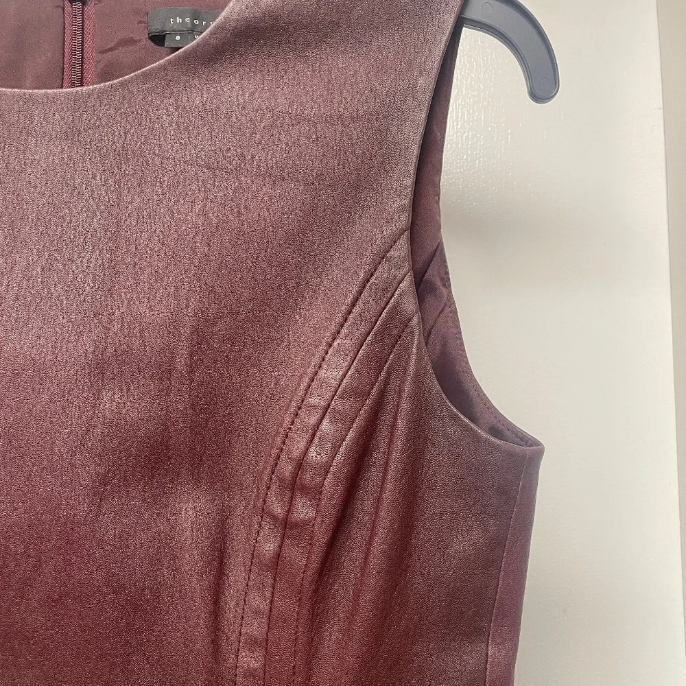 THEORY BURGUNDY LAMB LEATHER FRAYLAN DRESS ZIPPERS EUC - Picture 7 of 14